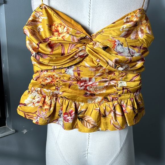 Express Floral Satin Twist Front Peplum Tube Top sz M - Picture 7 of 11